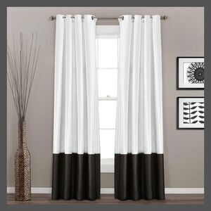 Lush Decor - Set of 2 84"x54" Prima Window Curtain Panel Black/ Black/White.